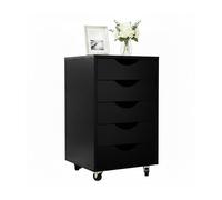 Relaxdays cajonera con Ruedas, 5 cajones, 66,5x40x40 cm, Negro | Archivador móvil para escritorio