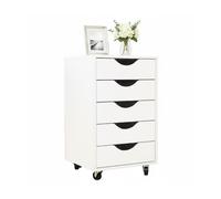 Relaxdays Cajonera con ruedas, 5 cajones blanco