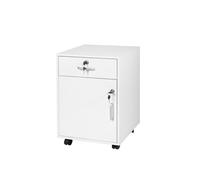 Relaxdays Cajonera con ruedas y cerradura blanco,negro,plata