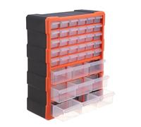 Relaxdays Organizador 39 cajones piezas pequeñas naranja,negro,transparente