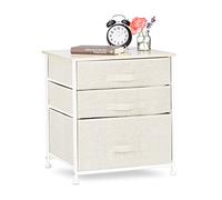 Relaxdays Cajonera beige de metal y tela blanco,crema,marrón claro