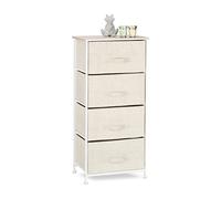 Relaxdays Cajonera Multiusos con 4 Cajones, Metal-Tela, Beige, 95 x 45 x 30 cm