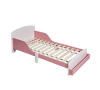 Relaxdays Cama infantil con barandilla blanco,rosa
