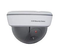 Relaxdays Cámara Seguridad Falsa, LED Intermitente, Exterior, Prevención de Robos, Videovigilancia Mentira, Blanco