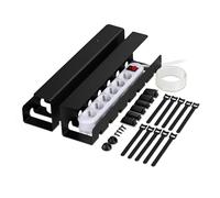 Relaxdays Canaletas Cables Escritorio, Set 2, Organizadores Cableado, 10 x 43 x 10 cm, con Accesorios para Fijar, Negro