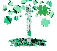 Relaxdays Cañón Confeti de Trébol de 4 Hojas, Plástico, Verde, 40 cm