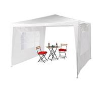 relaxdays Carpa de jardín, 3x3 m, Dos Paredes Laterales, Marco de Metal, con Ventanas, para Eventos, 1 Ud., Blanco