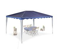 Relaxdays Carpa Techo Bordes Ondeados, 2,5x3x4 m, Poliéster, Acero, Impermeable, Resiste Rasgones, Azul Marino y Blanco
