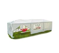 Relaxdays Carpa XL, Cenador para jardín, PE, Acero, con Laterales, 300x900 cm, Blanco