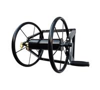 Relaxdays Carrete para Manguera en Acero Inoxidable Conector Clic, Montaje en Pared, 60 m, Negro 55×48×42 cm