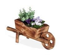 Relaxdays Carretilla de madera para plantas marrón