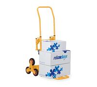 Relaxdays Carretilla Escaleras, Carro Transporte Plegable, máx. 50/150kg, Ruedas Goma Maciza, Altura Regulable, Amarillo