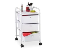 Relaxdays Carrito auxiliar con 3 cajones blanco