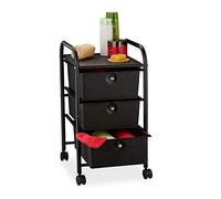 Relaxdays Carrito auxiliar con 3 cajones negro