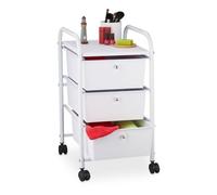 Relaxdays Carrito auxiliar con 3 cajones blanco