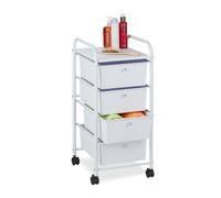 Relaxdays Carrito auxiliar con 4 cajones blanco