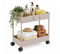 Relaxdays Carrito auxiliar con ruedas y 2 niveles beige