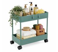 Relaxdays Carrito auxiliar con ruedas y 2 niveles verde oscuro