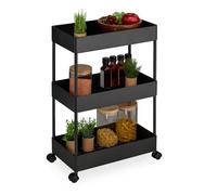 Relaxdays Carrito auxiliar con ruedas y 3 niveles negro
