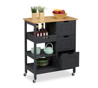 Relaxdays Carrito auxiliar de cocina con encimera marrón claro,gris