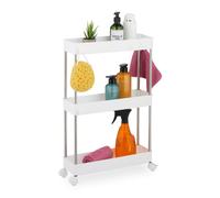 Relaxdays Carrito auxiliar estrecho con 3 niveles blanco,plata