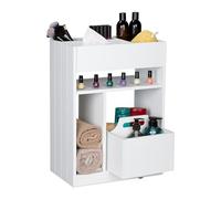 Relaxdays Carrito Auxiliar Estrecho, Especias y Cosméticos, 55x38,5x23 cm, Carro Multiusos Cocina, Baño, Oficina, Blanco