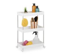 Relaxdays Carrito auxiliar estrecho XL 3 niveles blanco,plata
