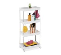 Relaxdays Carrito auxiliar estrecho XL 4 niveles blanco,plata