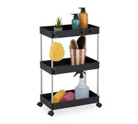 Relaxdays Carrito auxiliar estrecho XL en negro negro,plata