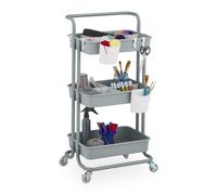 Relaxdays Carrito auxiliar gris blanco,gris