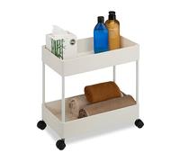 Relaxdays Carrito auxiliar con ruedas y 2 niveles blanco