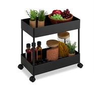 Relaxdays Carrito auxiliar con ruedas y 2 niveles negro