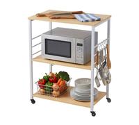 Relaxdays Carrito de cocina 3 niveles blanco,marrón claro