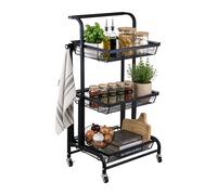 Relaxdays Carrito de cocina 3 niveles ajustables negro