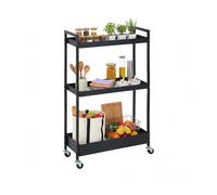 Relaxdays Carrito de Metal de Malla 3 Niveles, baño y Cocina, 85x20x50 cm, Negro