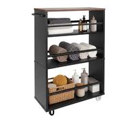 Relaxdays Carrito de nicho 4 estantes marrón oscuro,negro