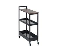 Relaxdays Carrito de nichos Industrial, 3 Niveles, Metal con Ruedas, 70x20x50 cm, marrón/Negro