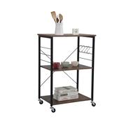 Relaxdays Carro, 3 estantes, 4 Ganchos, Estilo Industrial, Cocina y salón, HBT: 89 x 60 x 40 cm, Carro, Negro/marrón
