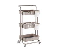 Relaxdays Carro 3 estantes beige,blanco,gris