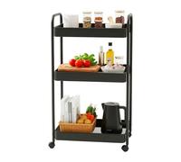 Relaxdays Carro 3 estantes de Malla, Servicio para Cocina, baño y Oficina, 78×43×30 cm Multiusos Compacto metálico Negro