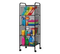 Relaxdays Carro, 4 cajones, Metal, Al x An x F: 92,5 x 32 x 33 cm, 4 Ruedas, Cocina, baño, Carrito Auxiliar, Negro