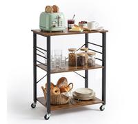 Relaxdays Carro cocina 3 niveles marrón oscuro,negro