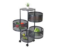 Relaxdays Carro de cocina con estantes giratorios negro