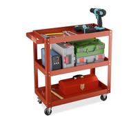 Relaxdays Carro herramientas con 3 niveles rojo