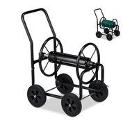 Relaxdays Carro negro para manguera de jardín negro