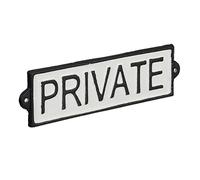 Relaxdays Cartel Privado, Hierro Fundido, Placa Private, Letrero Decorativo de Metal para Puerta y Pared, Blanco/Negro