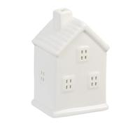 Relaxdays Casita Portavelas de Cerámica, Casa de Luz, 1 Vela de Té, 12 x 7,5 x 6 cm, Portacandelitas Decorativo, Blanco