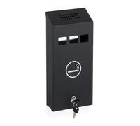 Relaxdays Cenicero de Pared para Exterior con Cerradura, de Metal, Montaje Mural, Medidas: 32,5 x 15 x 6 cm, Negro