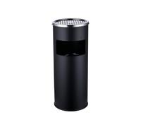 Relaxdays Cenicero de pie con Papelera, Metal, 17 l, Columna para Fumadores, HxD: 60,5 x 24 cm, Hierro, Negro/Silver
