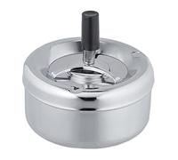 Relaxdays Cenicero Tapa Giratoria, Metal, Exterior/Interior, 10,5x11,5cm, A Prueba Viento, Recipiente Colillas, Plateado